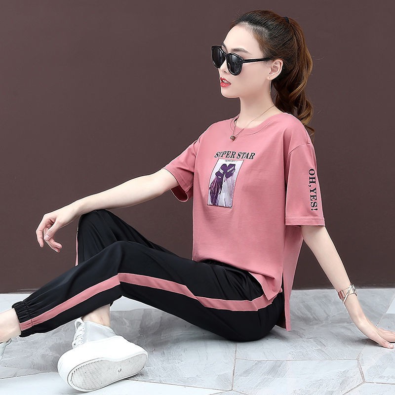 Casual Sportswear Suit Female Summer Fashion 2020 New Korean Version Loose Two Piece Shorts