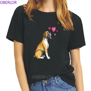 [S-5XL] เสื้อยืด คอกลม พิมพ์ลายกราฟฟิค Kawaii Boxer Dog สไตล์ฮาราจูกุ สําหรับผู้หญิง