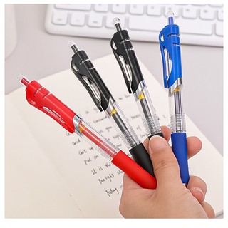 ปากกาเจล แบบกด ปากกากด หัว 0.5 mm ปากกาน้ำเงิน ปากกาแดง ปากกาดำ เลือกสีได้ เครื่องเขียน อุปกรณ์การเรียน