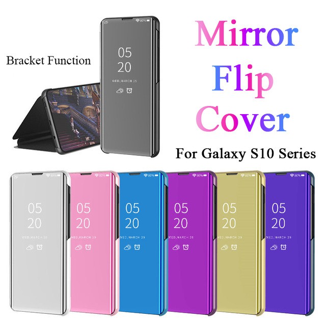 เคส Samsung Galaxy S8 S9 S10 Plus S7 Edge S10e ฝาพับ กระเป๋า เปิดปิดเงา Phone Case Mirror Flip เคสแข็ง Leather Stand holder Hard Case Cover