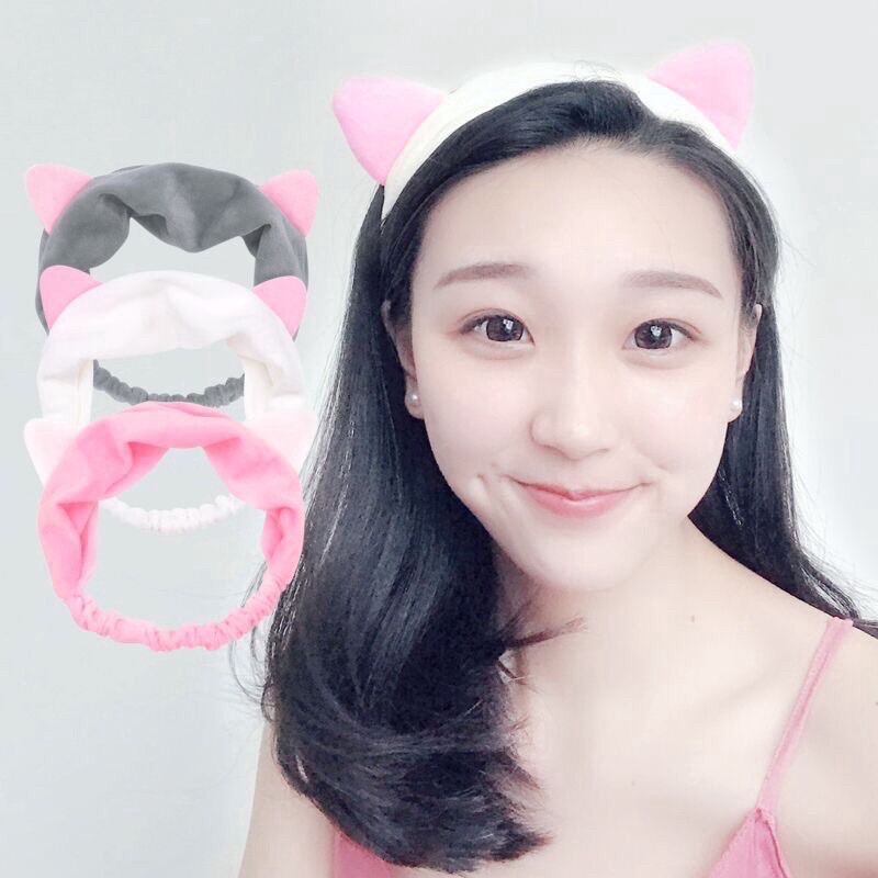 ที่คาดผมหูแมว ที่คาดผม ที่เก็บผม เวลาล้างหน้า แต่งหน้า มาร์กหน้า ที่คาดผมสไตล์เกาหลี ที่คาดผมแมว ที่เก็บผมหูแมว คาดผม
