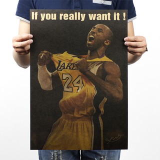 โปสเตอร์กระดาษคราฟท์ Nba star Kobe Bryant ขนาด 51x35.5 ซม. สําหรับตกแต่งหอพักหอพัก