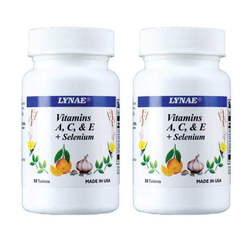 LYNAE Vitamin A C E + Selenium Vitamin USA 50 เม็ด (2 ขวด)