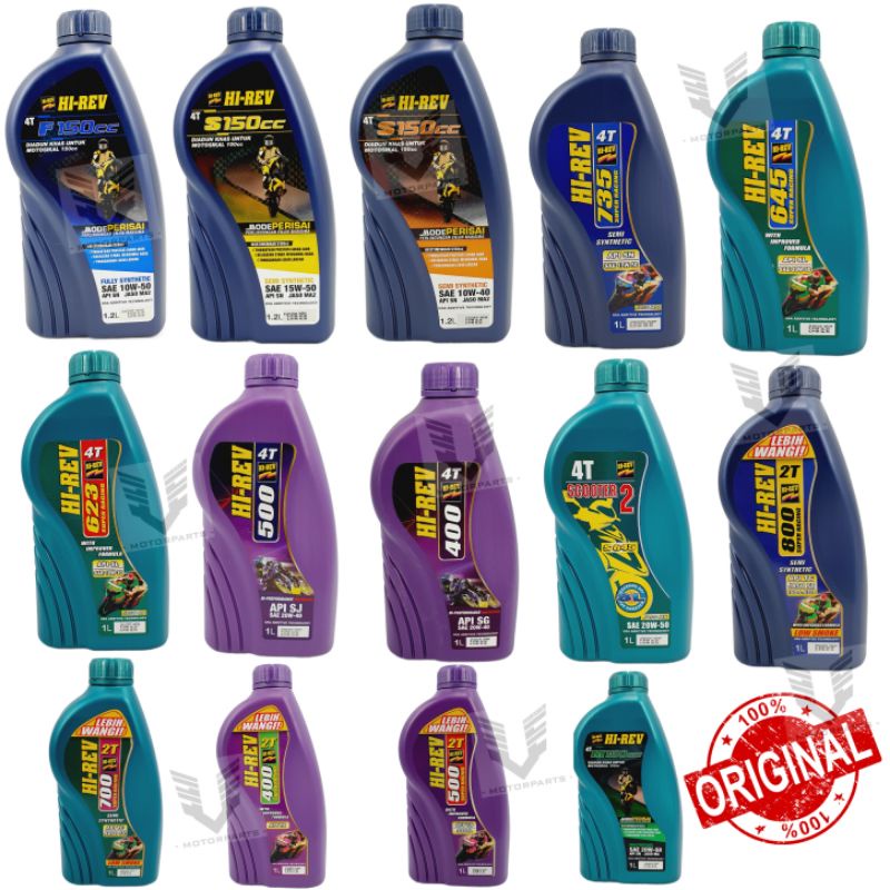 HI REV ENGINE OIL 4T/2T FULLY/SEMI 1L/1.2L MINYAK HITAM 10W50/15W50/10W40/20W50 Y15ZR/RS150 400 500 