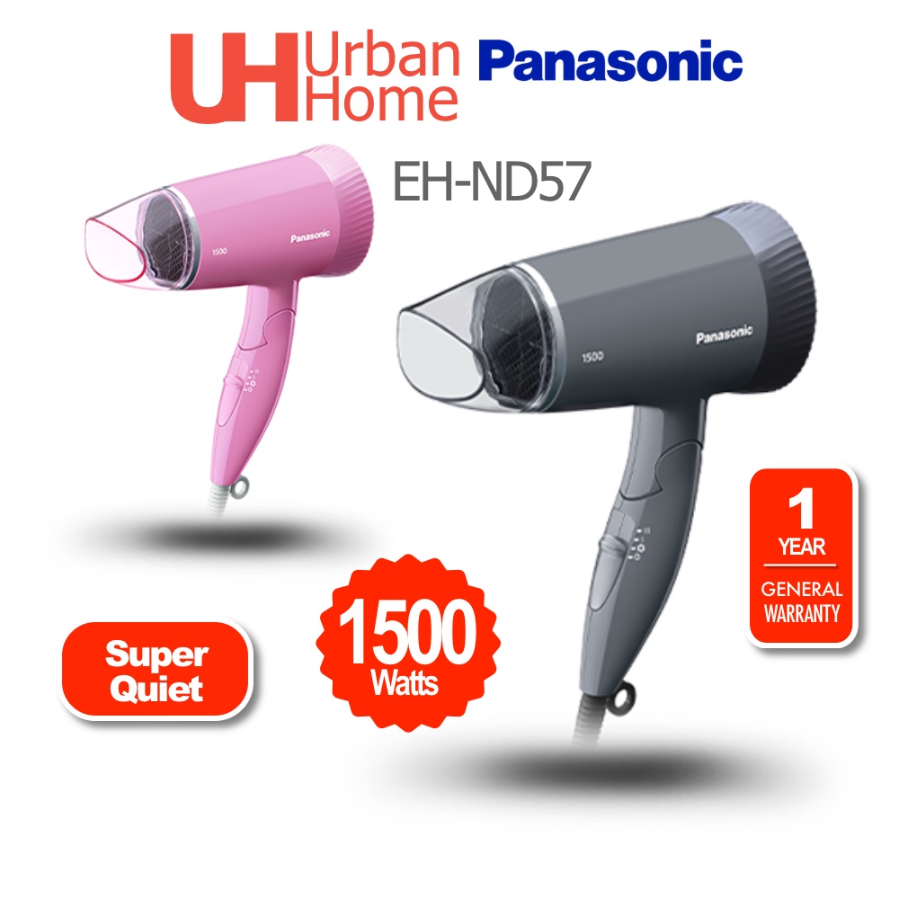 Panasonic ไดร์เป่าผม แบบพับได้ เสียงเงียบพิเศษ (1500W) EH-ND57