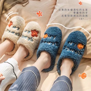 🧡รองเท้าใส่ในบ้าน สลิปเปอร์ น่ารัก insรองเท้าผู้ชาย รองเท้าผู้หญิง slipper เพิ่มความอุ่นให้เท้า พื้นยาง กันลื่น นิ่มมาก