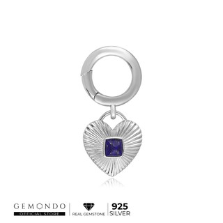 Gemondo จี้เกี่ยวกระเป๋า (Bag Charm) รูปหัวใจทำจากเงินแท้ชุบโรเดียม ประด้วยพลอย ลาพิส ลาซูลี : จี้ทอง จี้เงินแท้ 925