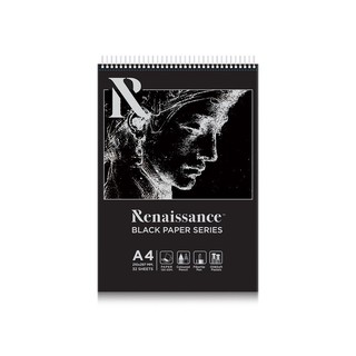 เรนาชองช์สมุดสเก็ตซ์ริมลวดกระดาษดำ  A4 120G Renachette, wire sketch book, black paper, A4 120G