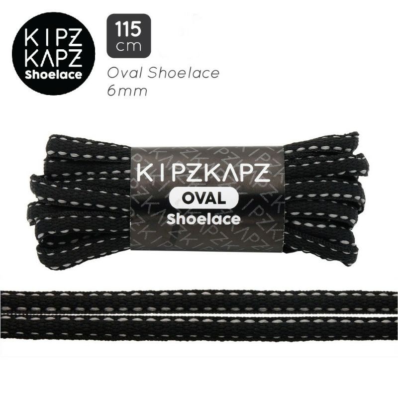 KIPZKAPZ OSP6 Black Grey 115cm - เชือกผูกรองเท้ารูปไข่ 6mm