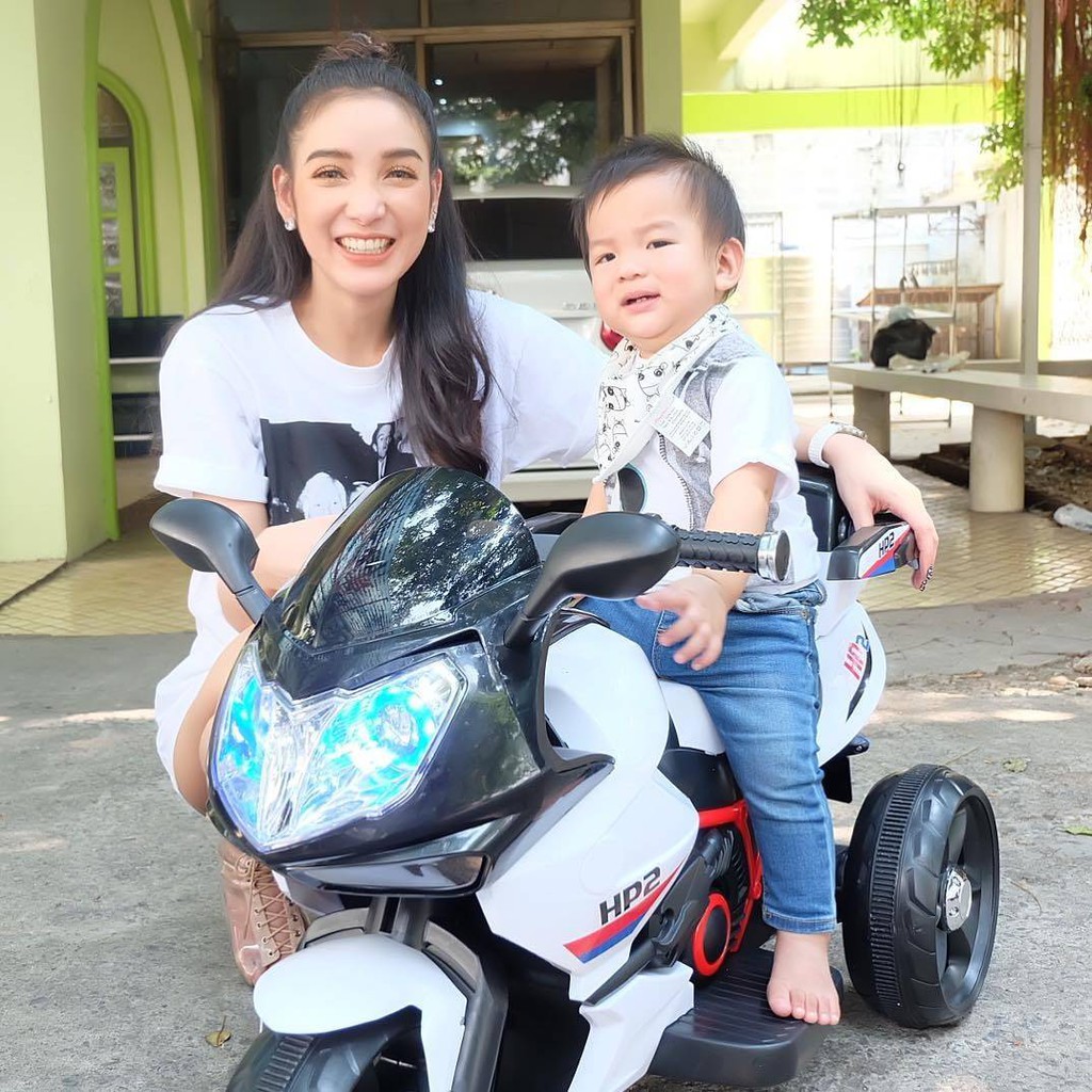 Image showcasing Costway Kids Ride On Motorcycle BMW Licensed 6V Electric 3 Wheels ...