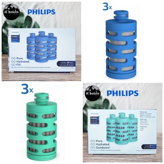 [Philips] GoZero Filter Cartridge ฟิลิปส์ ตลับกรองน้ำ แพ็ค 3 ชิ้น ไส้กรอง สำหรับ GoZero Active Bottle