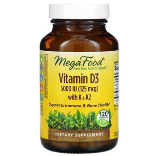 New⚡️Pre order⚡️🇺🇸 MegaFood, Vitamin D3 with K &amp; K2, 5,000 IU (125 mcg), 120 Capsules🇺🇸