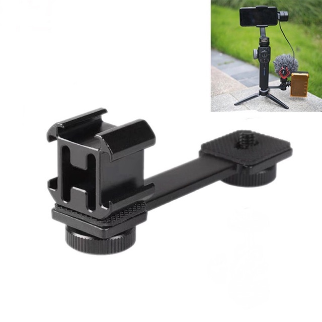 Triple Hot Shoe Mount Adapter Microphone Extension Bar for Zhiyun Smooth 4 Osmo Pocket Gimbal Access
