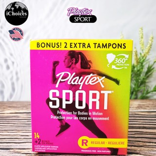 ผ้าอนามัยแบบสอด เหมาะกับวันมาปกติ Playtex® Sport® Plastic Applicator Tampons 360 protection, Regular 16 Pieces