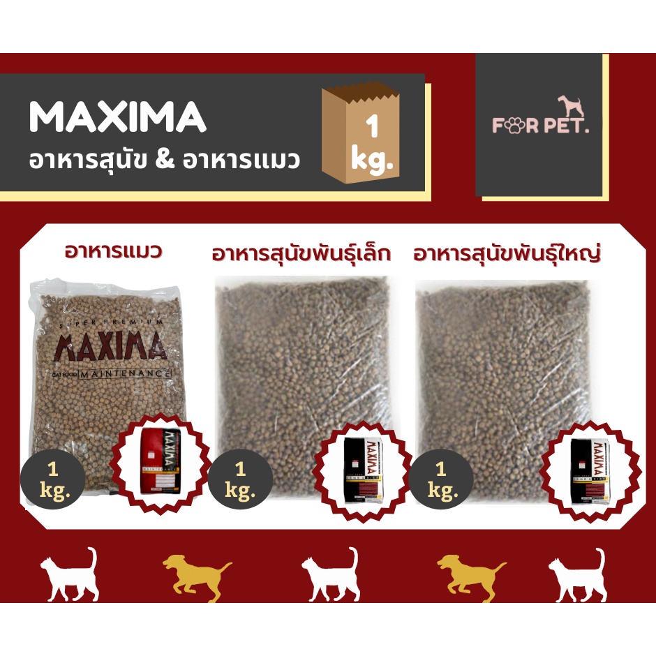 Maxima แม็กซิม่า อาหารแมว สุนัข ขนาด 1 kg.