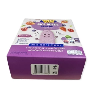 Happy Bites ขนมข้าวอบกรอบสำหรับเด็ก รสมิกซ์เบอร์รี่ ขนาด 42 กรัม (Happy06) organic jasmine rice irst snack Mixed berry