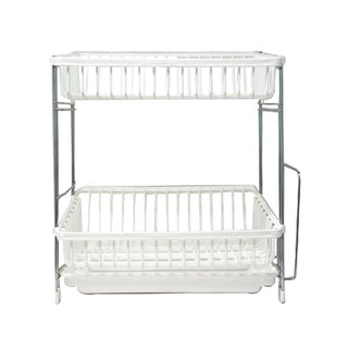 DISH RACK PLASTIC 2TIERS DYNAWARE R-4046-2 WHITE ชั้นคว่ำจานพลาสติก2ชั้นขาเหล็ก DYNAWARE R-4046-2 สีขาว ชั้นวางของในครัว