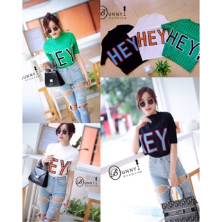 พร้อมส่ง🌱เสื้อไหมพรมลายHEY