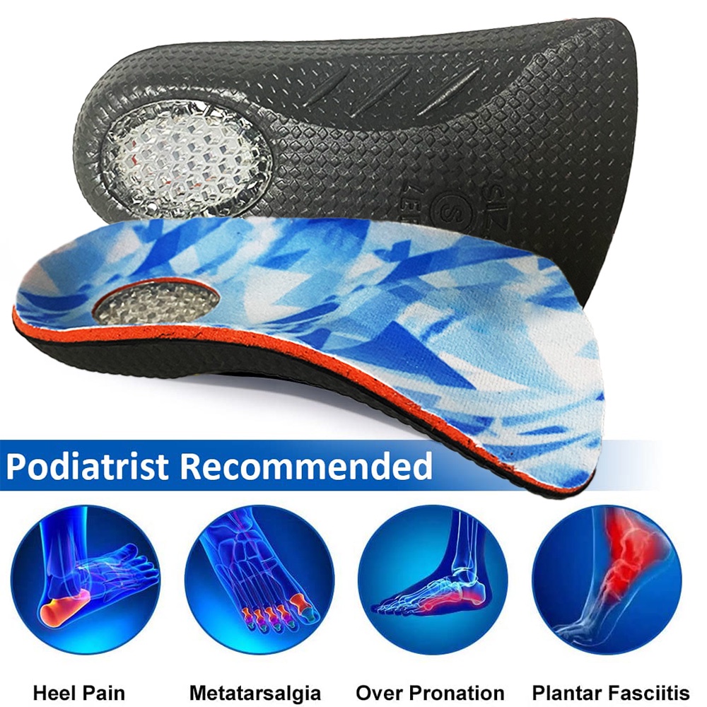 1 คู่ 3/4 ความยาว Insoles สําหรับเท้าแบน Arch สนับสนุน X/O ขารองเท้า Ultra-light สบายเหมาะกับส้น