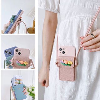 เคสโทรศัพท์มือถือหนัง ลายดอกไม้ พร้อมสายคล้อง และช่องใส่บัตร สําหรับ Realme 9i 8i 7i 9 Pro Plus 8pro 7 6 6s Realme 8 7pro 6 Pro