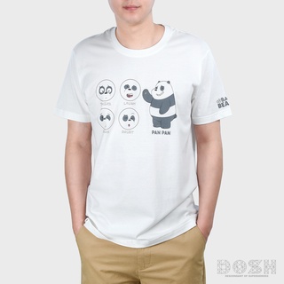 DOSH:UNISEX T-SHIRTS เสื้อยืด คอกลม แขนสั้น สีขาว ลิขสิทธิ์แท้ WE BARE BEARS รุ่น DBBMT5020-OW