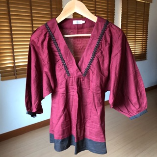 FQ&amp;L Red Balloon Sleeve Blouse