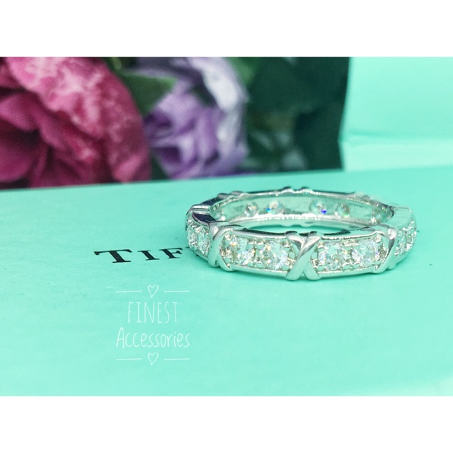 แหวน Tiffany & Co ดีไซน์ตัว X ฝังเพชร CZ