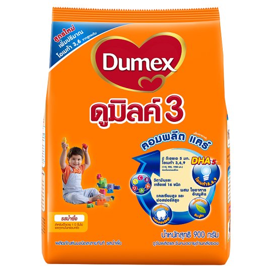 🔥The Best!! ดูเม็กซ์ ดูมิลค์ 3 ฅอมพลีต แฅร์ ผลิตภัณฑ์นมชนิดละลายทันที รสน้ำผึ้ง 900กรัม Dumex Dumilk 3 Komplete Kare Hon
