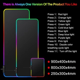 แผ่นรองเมาส์มีไฟ RGB Gaming Mousepads แผ่นรองเม้าส์สำหรับเล่นเกมส์ 80cm×30cm mouse pad with lights 7colors