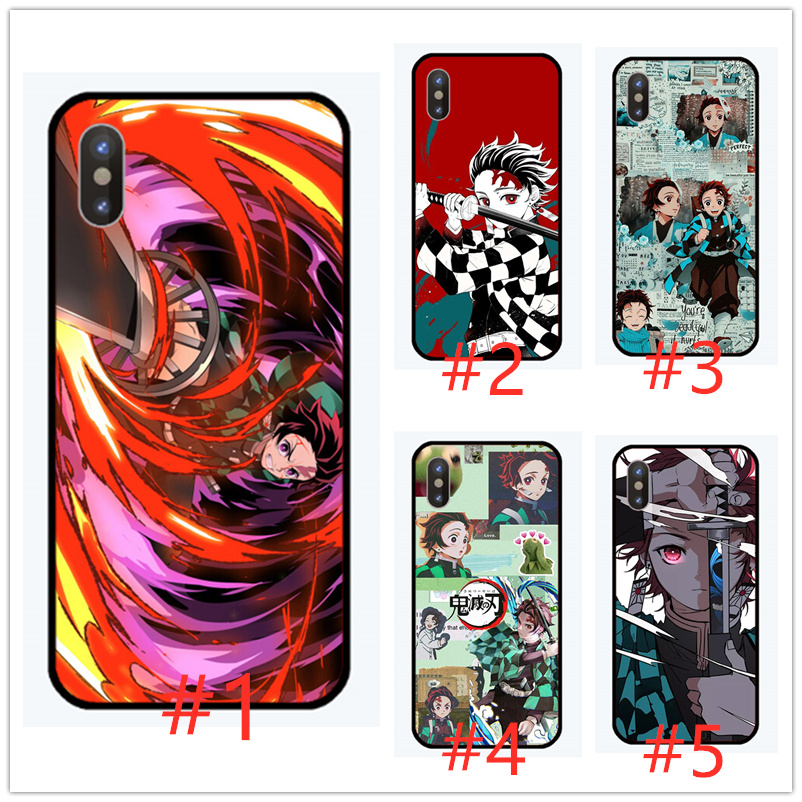 Iphone 4 4S 5 5S 5C 6 6S 7 8 Plus SE SE1 SE2 XS Max 230411 เคสโทรศัพท์มือถือแบบนิ่ม ลายดาบพิฆาตอสูร Kimetsu no Yaiba สีดํา สําหรับ Kamado Tanjirou