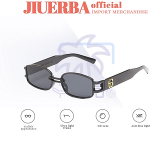 (JIUERBA) COD (พร้อมส่ง) แว่นตากันแดดแฟชั่น ทรงสี่เหลี่ยมผืนผ้า สไตล์ฮิปฮอป สําหรับผู้หญิง และผู้ชาย 5 สี