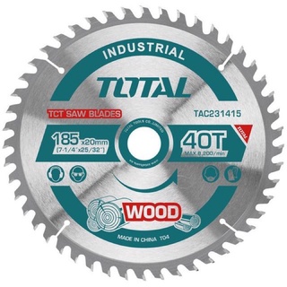 Total ใบเลื่อยวงเดือน ตัดไม้ 7.1/4 นิ้ว 40 ฟัน รุ่นงานหนัก รุ่น TAC231415 ( TCT Saw Blades )