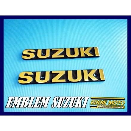 FUEL TANK EMBLEM "GOLD" Fit For SUZUKI GP100 A100 GT185 GT250 GT380 GT550 // โลโก้ข้างถัง ซ้าย-ขวา สีทอง
