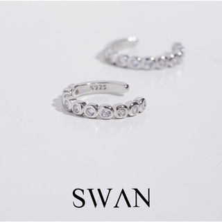 SWAN - Dot Ear Cuff ต่างหูหนีบเงินแท้ คล้องหู ไม่ต้องเจาะ ฝังเพชรคิวบิกเซอร์โคเนีย cubic zirconia