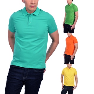 ZENTURY MAX เสื้อโปโลชาย แขนสั้น ผ้าคอตตอน รุ่น MKP-3014 สีเหลือง, ส้ม, เขียวแอ๊ปเปิ้ล, เขียวมินท์