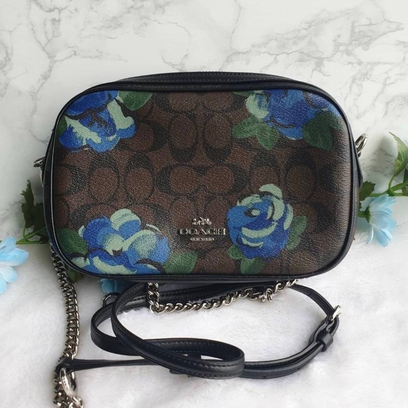 👑ผ่อน0%~แท้100%👑 กระเป๋าสะพาย ISLA CHAIN CROSSBODY IN SIGNATURE CANVAS WITH JUMBO FLORAL PRINT (COAC