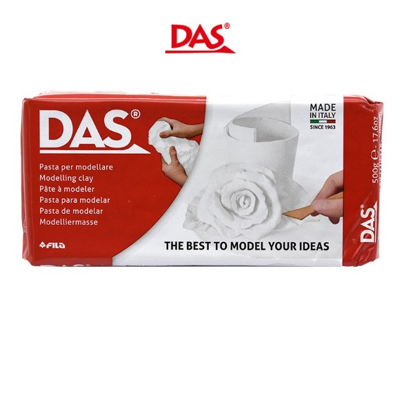 FILA ดินปั้นเยื่อกระดาษ DAS 500g สีขาว/สีอิฐ DIY ปั้นได้ด้วยมือ (Air Dry Clay)