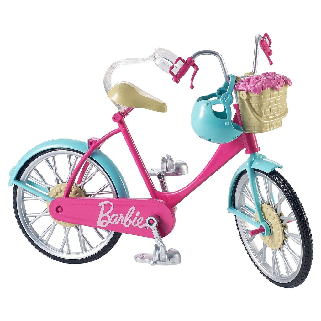 Barbie Estate Riding Bicycle with Flower Basket and Helmet เฟอร์นิเจอร์บ้านตุ๊กตา ตุ๊กตาบาร์บี้ รุ่น DVX55