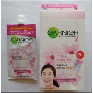 Garnier skin naturals การ์นิเย่ ซากุระ ไวท์ พิงคิช โกลว์ เซรั่ม ครีม SPF30  7มล.x6ซอง กระจ่างใส่อมชมพู ป้องกันแสงแดด