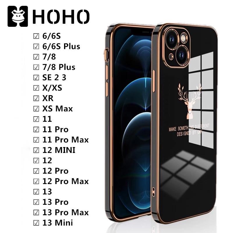 L HOHOเคสไอโฟนกวางเรนเดียร์ ใช้สำหรั iPhone 13 6S 78 7 8 Plus + SE 3 2020 X XR XS Max 11 12 Pro Max 13 Pro Max TPU Case