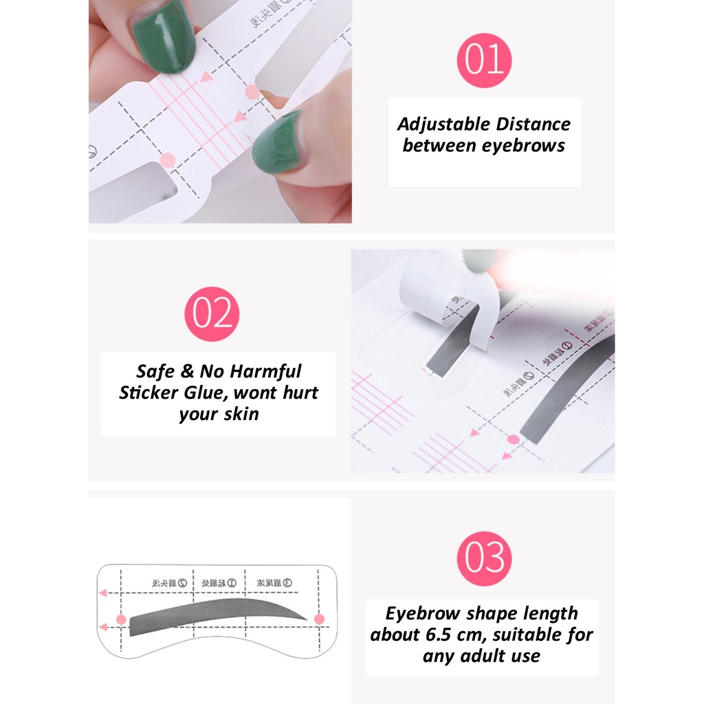 แม่แบบวาดคิ้ว 12 แบบ ชนิดสติกเกอร์ แพ็ค 1 คู่ รวม 4 ชิ้น - รูปที่ 3