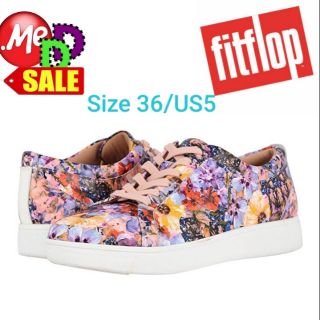 Fitflop - ใหม่ ฟิตฟลอป รองเท้าหนังเพื่อสุขภาพใส่ลอง รุ่น Rally Flowercrush Leather Sneakers Size 36 (US5/UK3/22.5 ซม.)