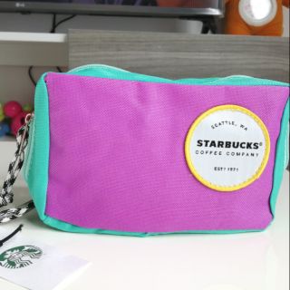 Starbucks Purple Green Zip Foldable Cosmetic Bag / Pouch​ New.