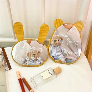 【พร้อมส่ง】กระจกส่องหน้าขอบไม้🐻