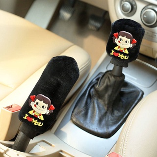 Winter Plush Cartoon Shift Knob Cover Gear Cover Gear Shift Knob Cover Gear Lever Cover Handbrake Set Car Hand Automatic Gear Universal pEqh