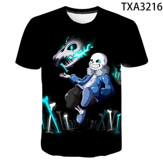 เสื้อยืดแขนสั้นลําลอง พิมพ์ลาย Undertale 3 มิติ แฟชั่นฤดูร้อน สําหรับผู้ชาย และผู้หญิง