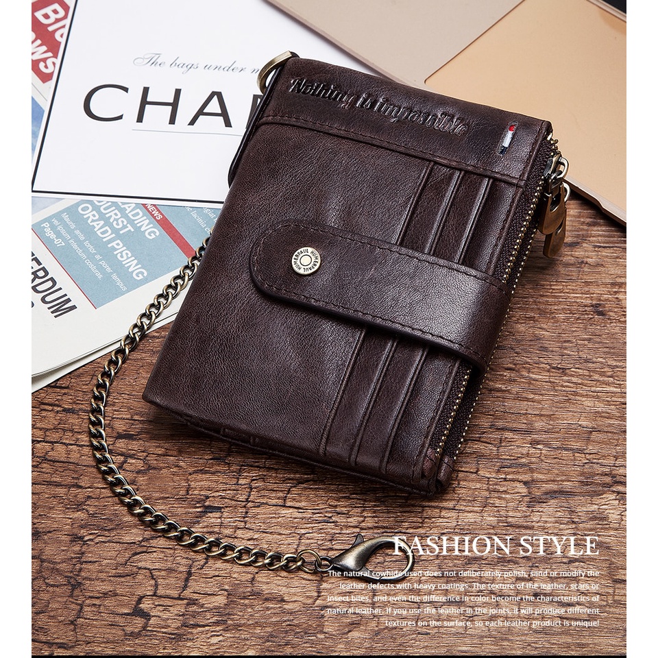 Rfid กระเป๋าสตางค์หนัง ใบสั้น พับได้ อเนกประสงค์ สไตล์วินเทจ สําหรับผู้ชาย【โปรโมชั่น ลดราคา】