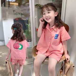 ชุดสูทเด็กผู้หญิง เสื้อเชิ้ตแขนสั้น แฟชั่น ชุดสูทสองชิ้น