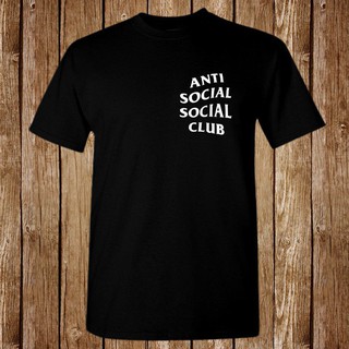 T-shirt เสื้อยืด ผ้าฝ้าย 100% พิมพ์ลาย Diy Kanye West Anti Social Social Club สีดํา สําหรับผู้ชาย S-5XL