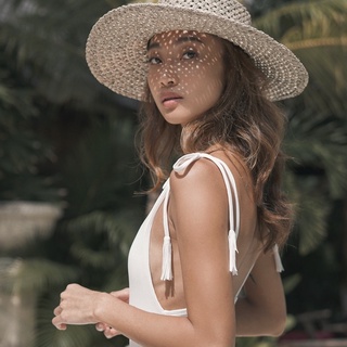 SPF.CO ชุดว่ายน้ำ one-piece เอวสูง CAMILLA สี white